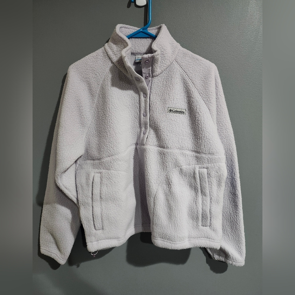 Columbia Jasper Ridge Pebbled Light Lavender Snap Fleece Pullover Jacket